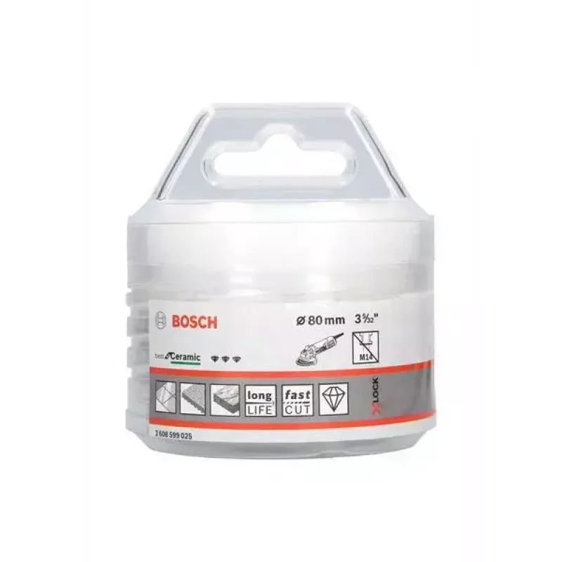 Bosch X-LOCK DRYspeed Broca diamantada a seco para cerâmica, 80 mm