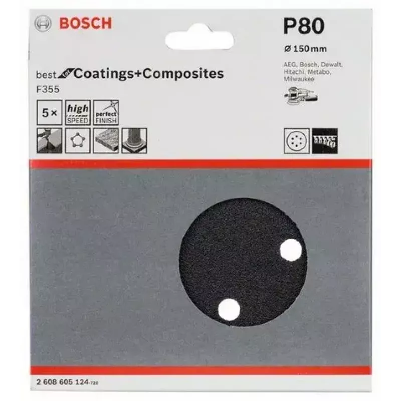 Folha de lixa Bosch F355 5 unidades