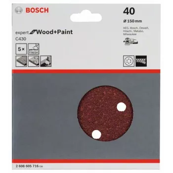 Acessório de lixar manual Bosch 2 608 605 716 folha de lixa P40 5 unid.