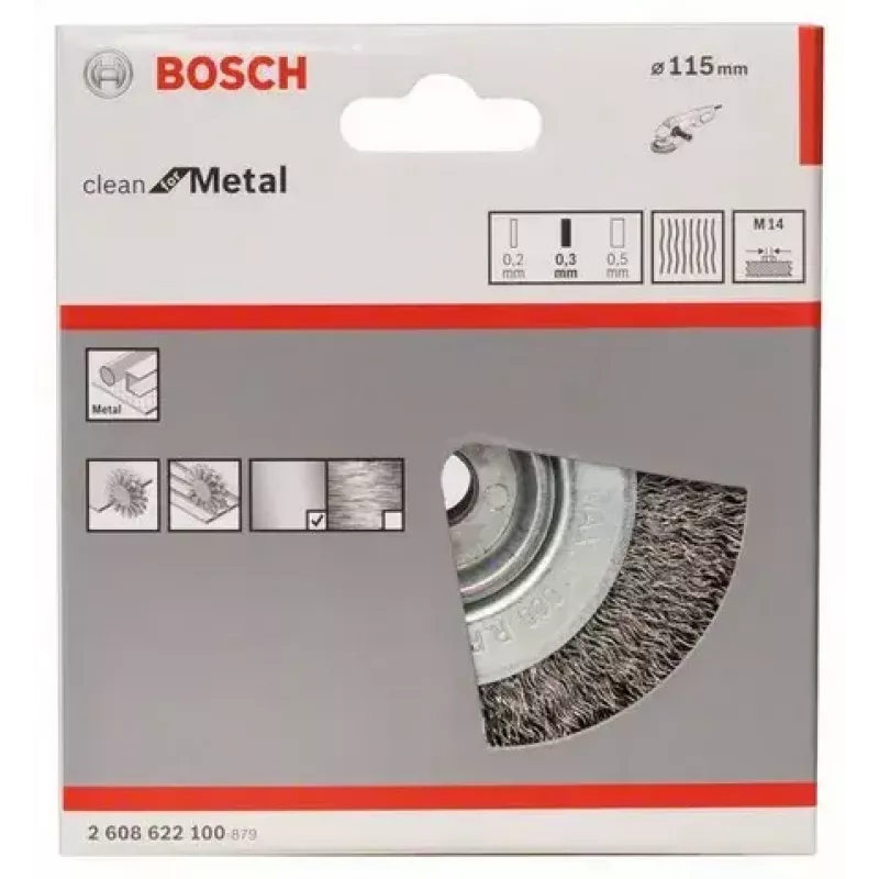 Escova de arame Bosch 2 608 622 100 11,5 cm de diâmetro, haste 1,4 cm