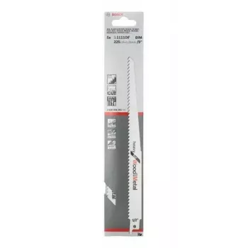 Lâmina de serra sabre Bosch S 1111 DF bimetal 22,5 cm 4,3 mm de passo de dente
