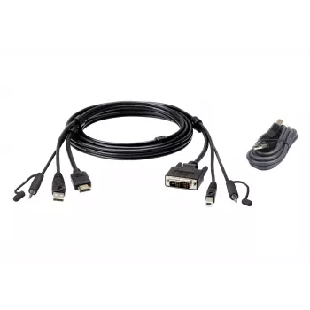 Cabo KVM ATEN HDMI para DVI-D USB USB com áudio; 1,8 m USB HDMI para DVI-D Secure KVM