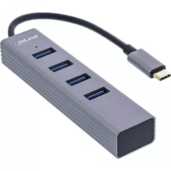 Hub múltiplo USB-C 3.2 InLine (4x USB-A 5 Gb/s), OTG, caixa de alumínio