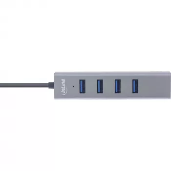Hub múltiplo USB-C 3.2 InLine (4x USB-A 5 Gb/s), OTG, caixa de alumínio
