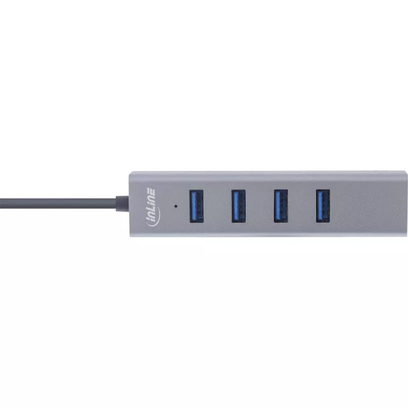 Hub múltiplo USB-C 3.2 InLine (4x USB-A 5 Gb/s), OTG, caixa de alumínio