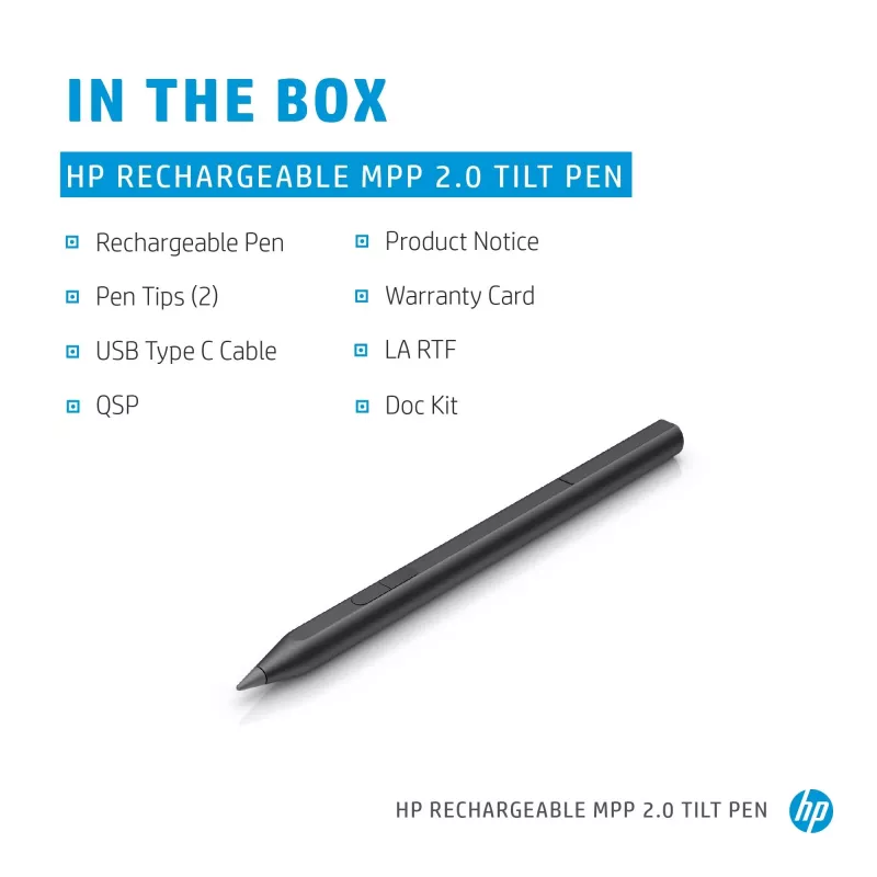 HP MPP 2.0 Tilt Pen recarregável (preto), portátil, HP, preto, 1 mês(es), China, Home