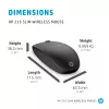 Rato sem fios HP 235 fino, ambidestro, ótico, RF Wireless, 1600 DPI, preto
