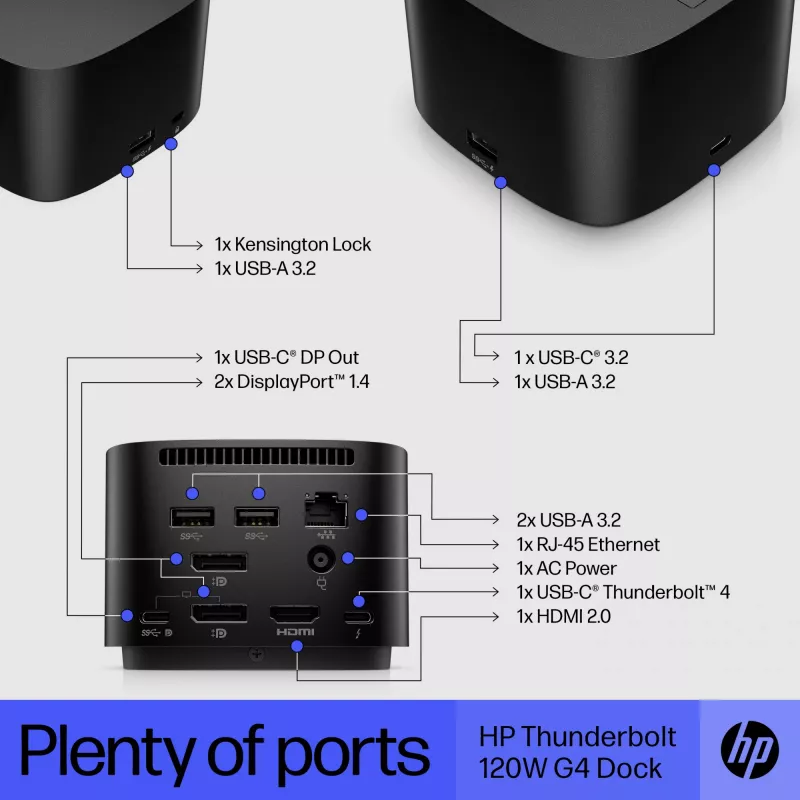 Estação de acoplamento HP Thunderbolt Dock 120W G4 com fios preta