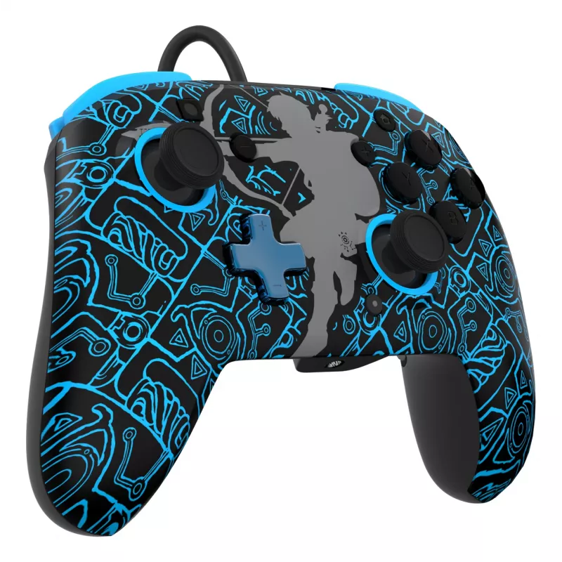 Comando PDP Nintendo Switch Sheikah Shoot REMATCH GLOW, gamepad, Nintendo Switch, Nintendo Switch Lite, Nintendo Switch OLED, D-pad, botão Home, analógico/digital, com fio, USB