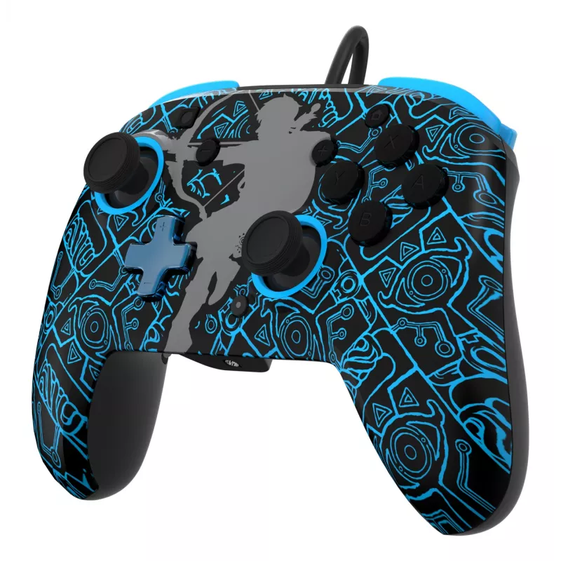 Comando PDP Nintendo Switch Sheikah Shoot REMATCH GLOW, gamepad, Nintendo Switch, Nintendo Switch Lite, Nintendo Switch OLED, D-pad, botão Home, analógico/digital, com fio, USB