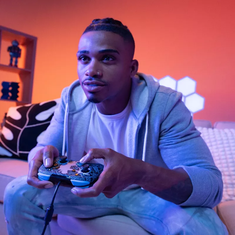Comando PDP Nintendo Switch Sheikah Shoot REMATCH GLOW, gamepad, Nintendo Switch, Nintendo Switch Lite, Nintendo Switch OLED, D-pad, botão Home, analógico/digital, com fio, USB