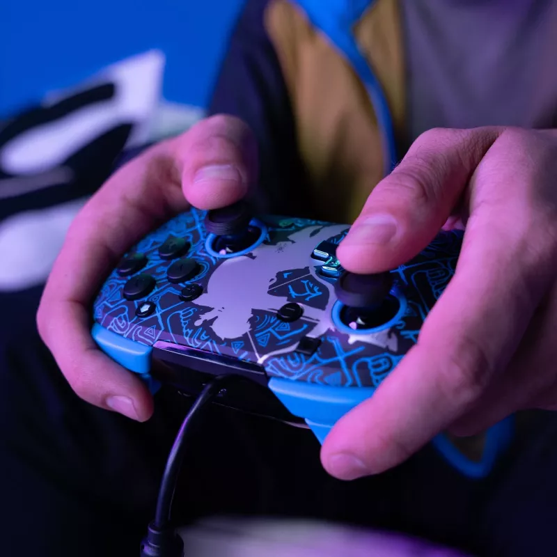 Comando PDP Nintendo Switch Sheikah Shoot REMATCH GLOW, gamepad, Nintendo Switch, Nintendo Switch Lite, Nintendo Switch OLED, D-pad, botão Home, analógico/digital, com fio, USB