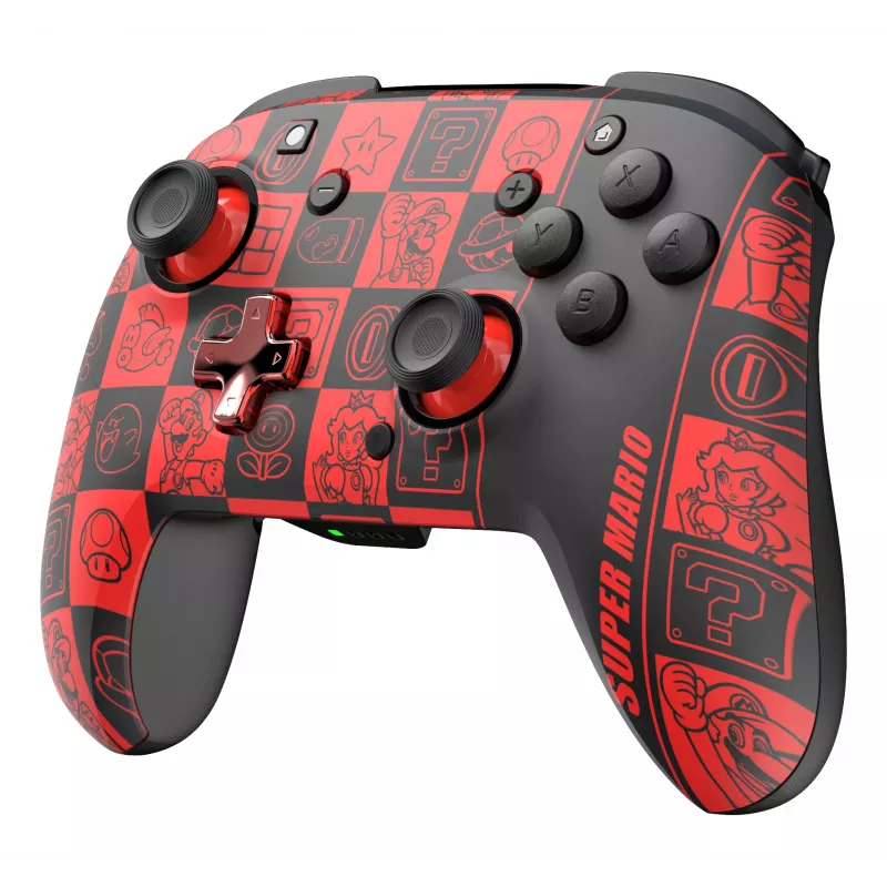 Gamepad PDP REMATCH GLOW preto, verde, vermelho, analógico/digital, Nintendo Switch, Nintendo Switch OLED