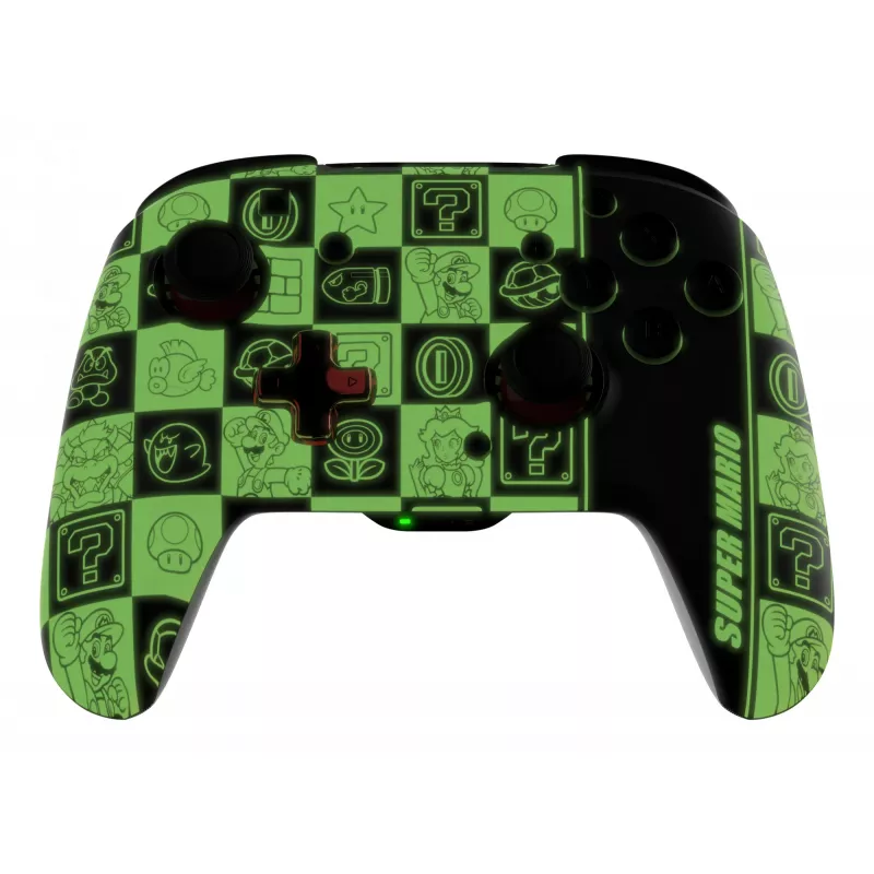 Gamepad PDP REMATCH GLOW preto, verde, vermelho, analógico/digital, Nintendo Switch, Nintendo Switch OLED