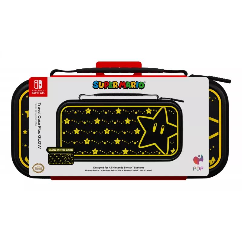Mala de viagem PDP Travel Case Plus GLOW: Super Star, para Nintendo Switch, Nintendo Switch Lite, Nintendo Switch - modelo OLED