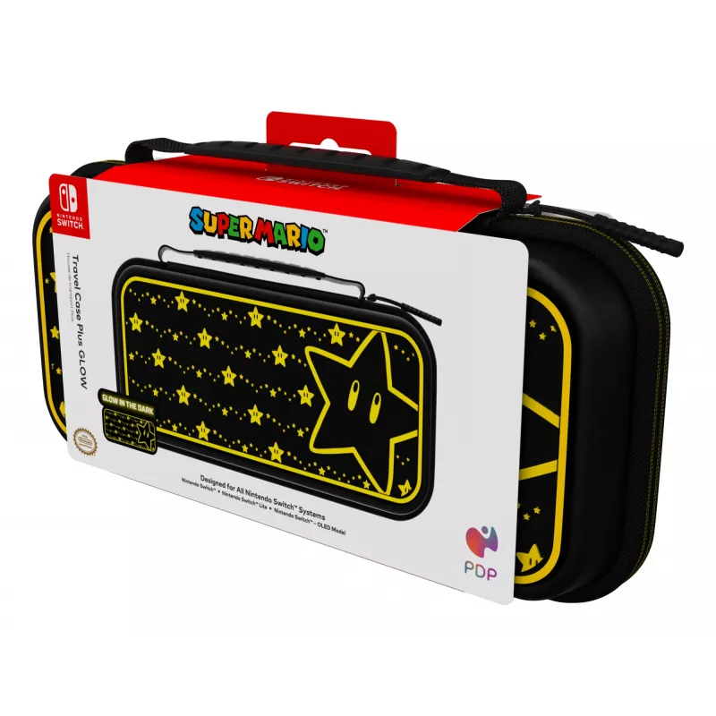 Mala de viagem PDP Travel Case Plus GLOW: Super Star, para Nintendo Switch, Nintendo Switch Lite, Nintendo Switch - modelo OLED