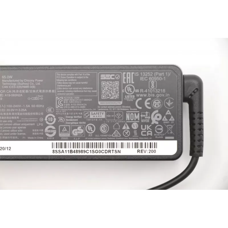 Lenovo 5A10V03250 fonte de alimentação/adaptador Interior 65 W preto
