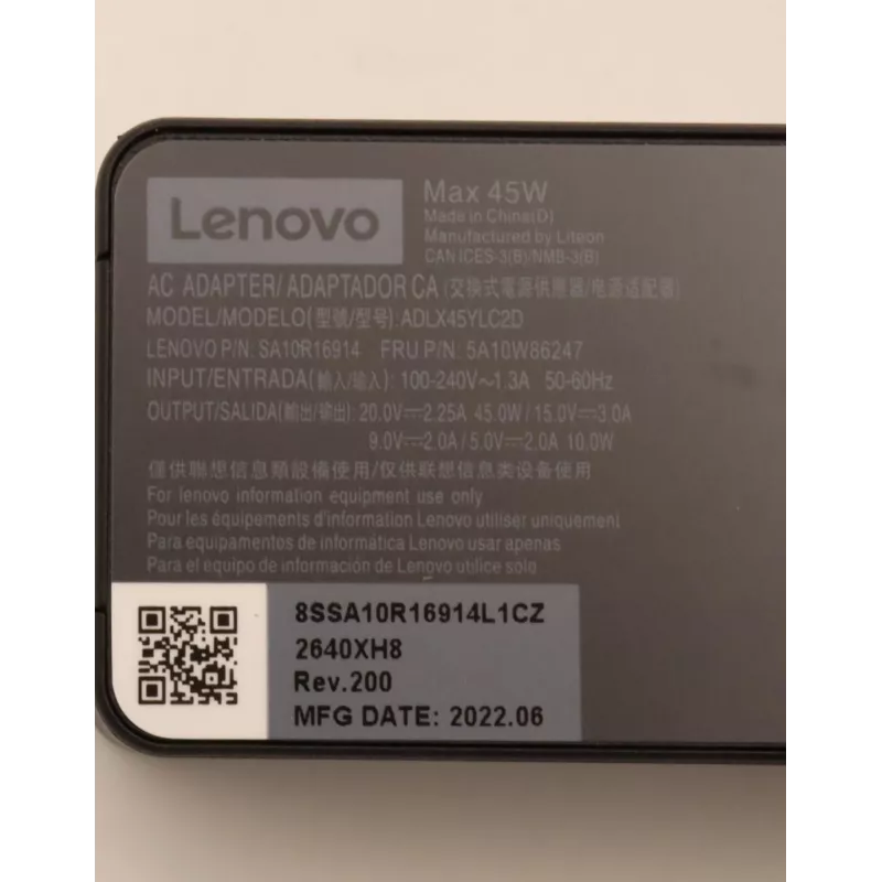 Lenovo 5A10W86247 Fonte de alimentação Interior 45 W preto
