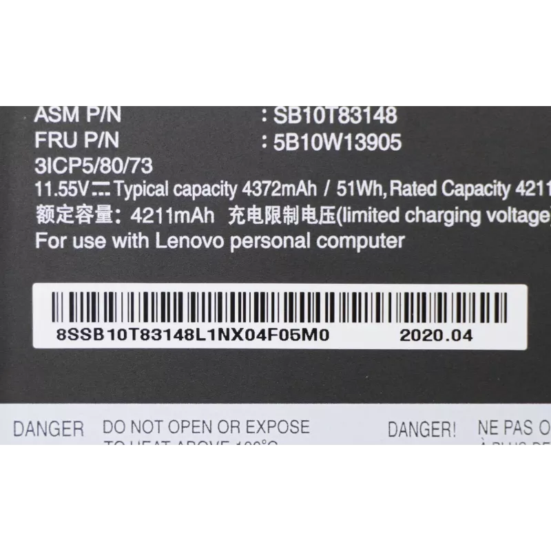 Lenovo 5B10W13905 bateria para portátil LG Chem L18L3P73, Li-Ion, de 3 células, 4372 mAh, 51 Wh, para ThinkPad P14s Gen 1, P43s, T14 Gen 1, T490, T495