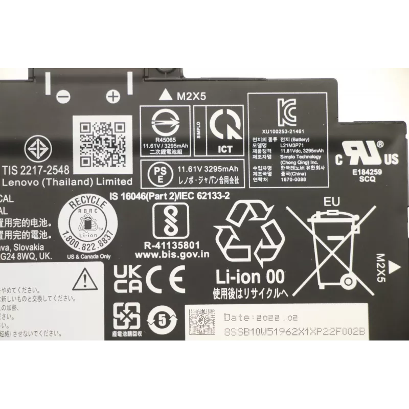 Bateria interna para portátil Lenovo 5B10W51861 39,3 Wh iões de lítio