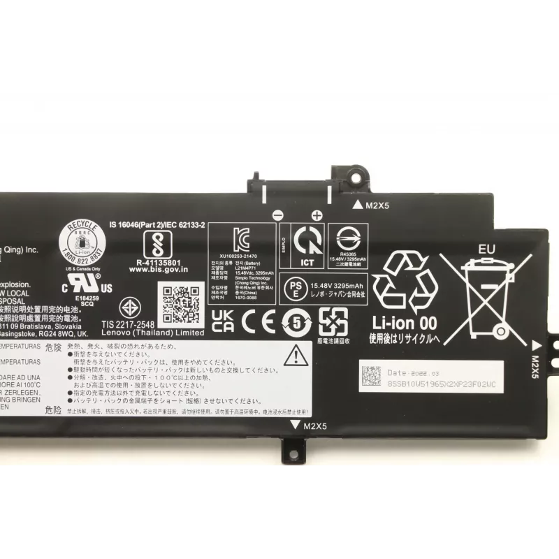Lenovo 5B10W51864 bateria interna, 4 células, 52,5Wh, 15,48V, Li-ion