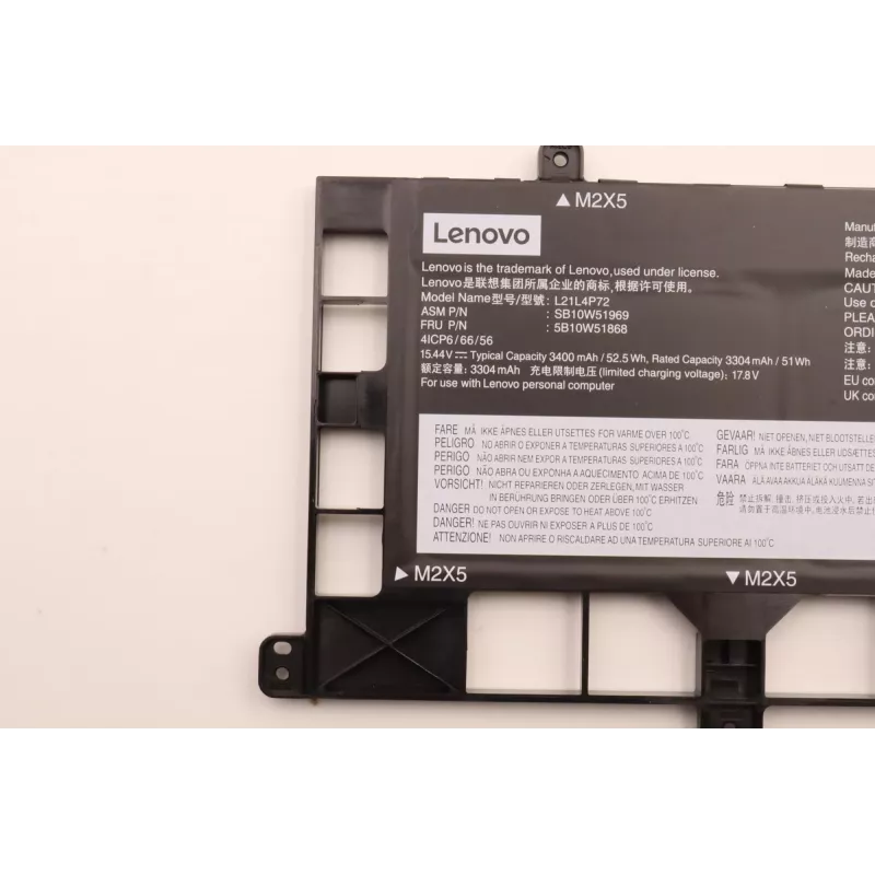 Bateria interna para portátil Lenovo 5B10W51868 4 células 52,5 Wh para portáteis Lenovo compatíveis