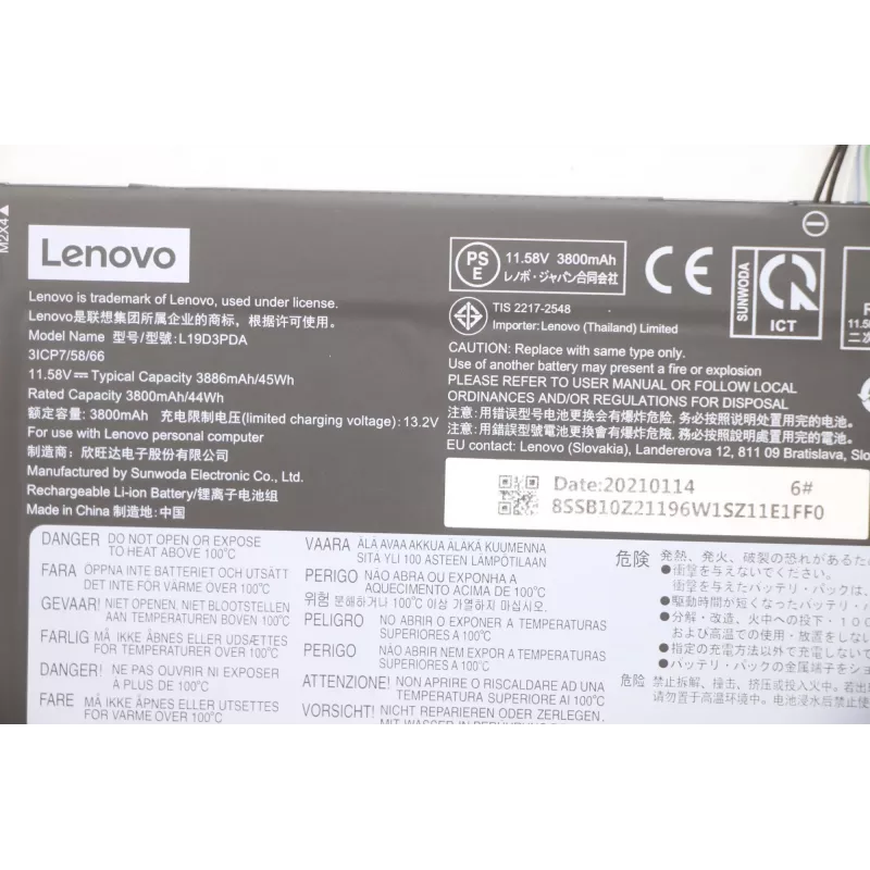 Bateria para portátil Lenovo 45Wh 5B10Z21197, capacidade 45 Wh
