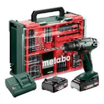 Berbequim sem fio de punho de pistola Metabo BS 18, bucha de aperto rápido, 1,3 kg, 1600 rpm, bucha de 10 mm, 2 Ah Li-Ion (2 baterias)