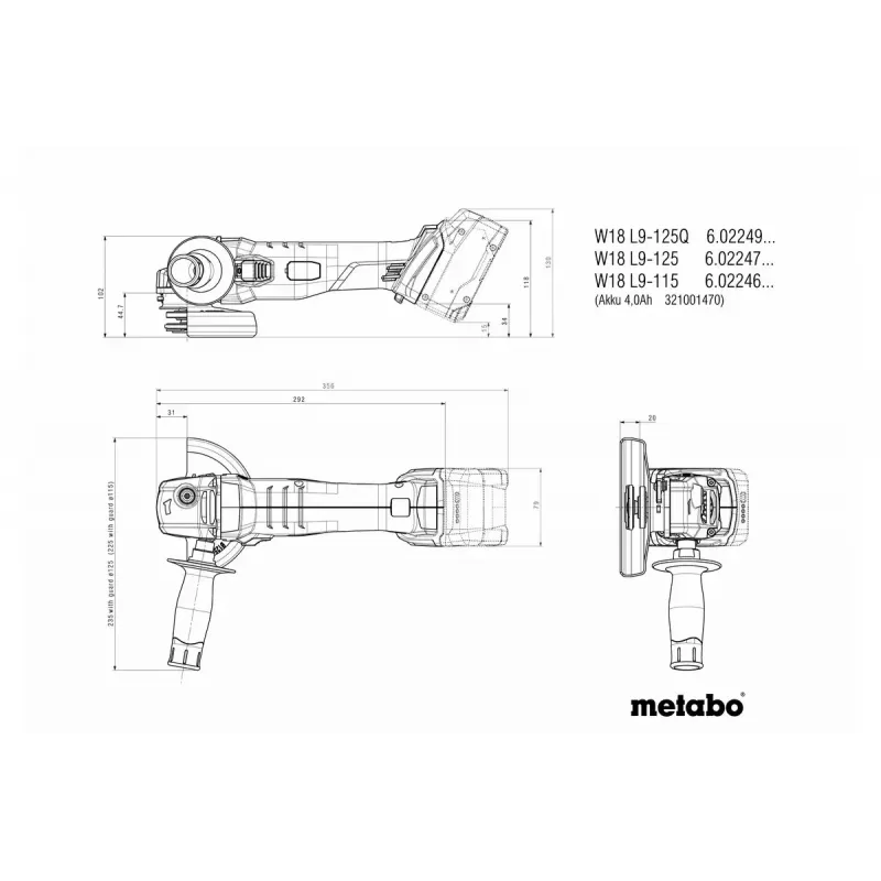 Rebarbadora angular Metabo W 18 L 9-125