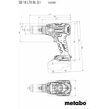 Chave de impacto Metabo 602361840, binário: 130 N⋅m, peso: 2,4 kg