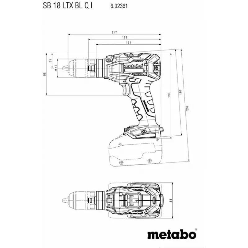 Metabo SB 18 LTX BL Q I berbequim de percussão a bateria, 18 V, 130 Nm (602361840, sem bateria)
