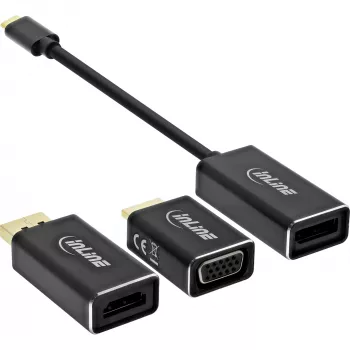 Conjunto de conversor de vídeo USB InLine 6-em-1, 4K/60Hz preto