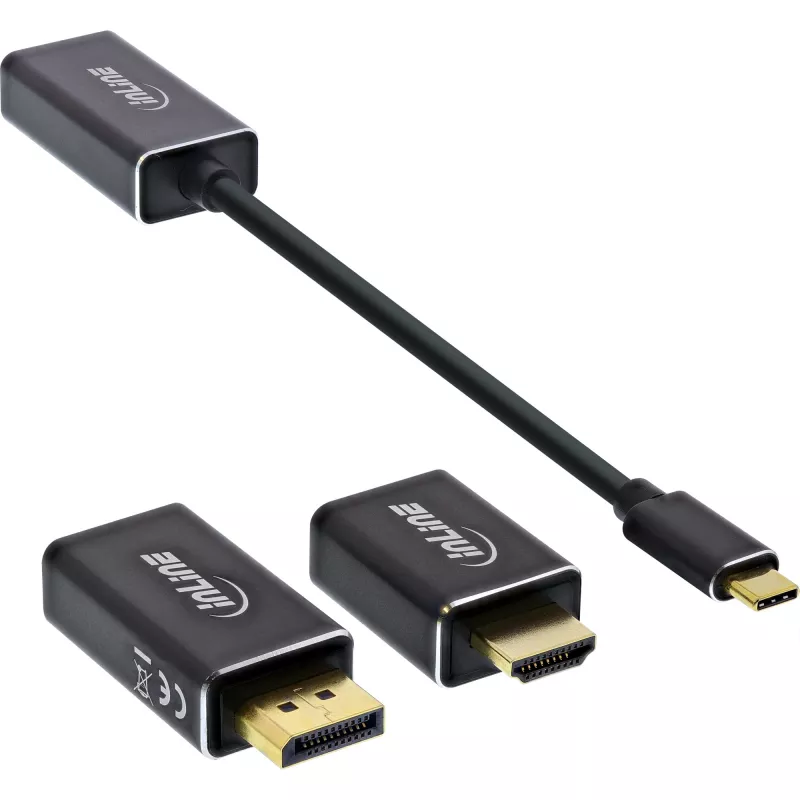 Conjunto de conversor de vídeo USB InLine 6-em-1, 4K/60Hz preto