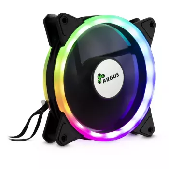 Inter-Tech Argus RS-04 conjunto de ventoinhas RGB, 3x 120 mm com fita LED de 50 cm e telecomando, preto