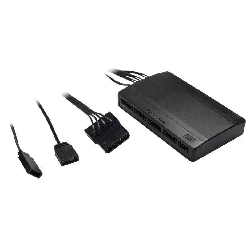 Inter-Tech Argus RS-04 conjunto de ventoinhas RGB, 3x 120 mm com fita LED de 50 cm e telecomando, preto