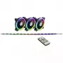 Inter-Tech Argus RS-04 conjunto de ventoinhas RGB, 3x 120 mm com fita LED de 50 cm e telecomando, preto