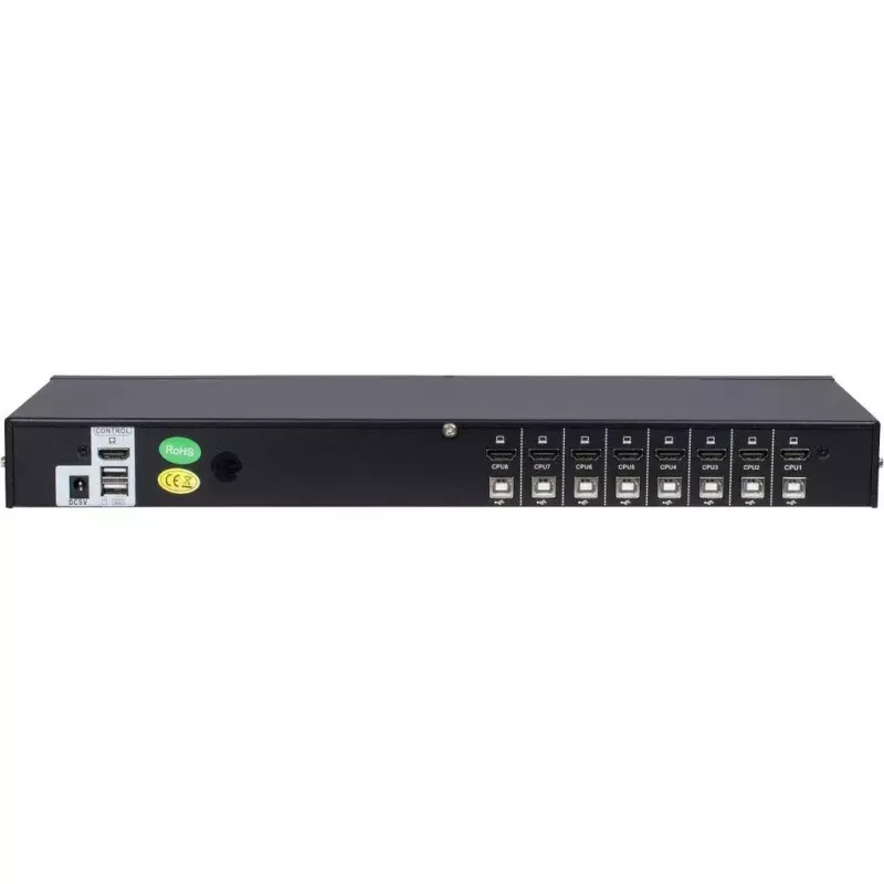 Switch KVM Inter-Tech AS-9108HA para montagem em rack preto