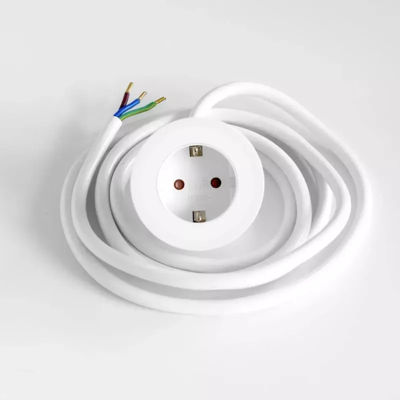 Tomada de mesa embutida Bachmann PIX com cabo de alimentação de 2 m, branco, Ø 6,8 cm, altura 50 mm