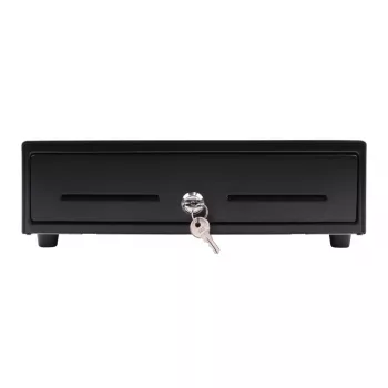 Gaveta de caixa eletrónica Olympia SD 330A, caixa metálica, entrada 12–14 V, largura 335 mm, profundidade 330 mm, altura 104 mm, inclui 2 chaves