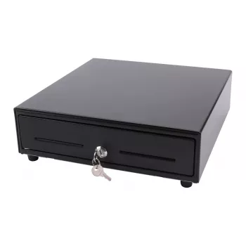Gaveta de caixa eletrónica Olympia SD 330A, caixa metálica, entrada 12–14 V, largura 335 mm, profundidade 330 mm, altura 104 mm, inclui 2 chaves