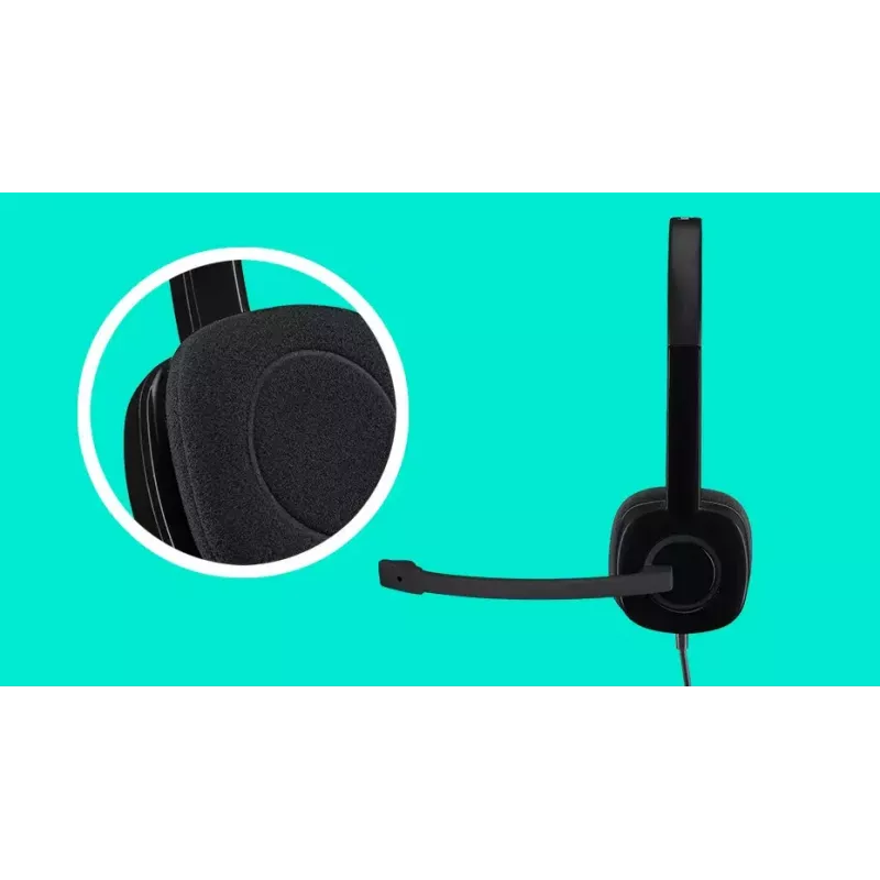 Logitech H151 auscultadores estéreo com microfone com cancelamento de ruído, com fios, preto