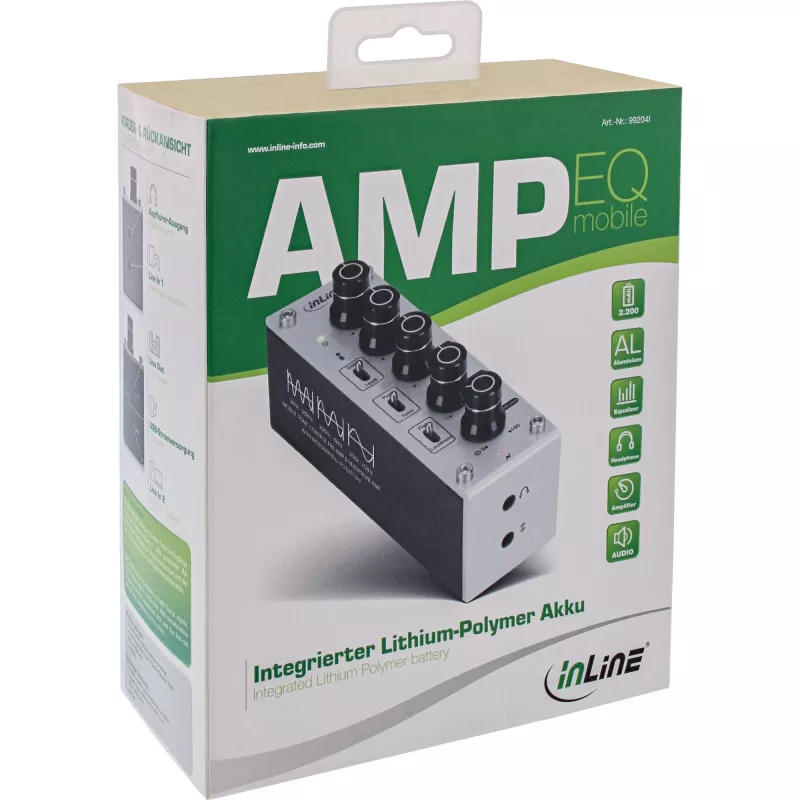 InLine AmpEQ móvel, pré-amplificador e amplificador para auscultadores Tri-Tone Hi-Res AUDIO, 3,5 mm estéreo