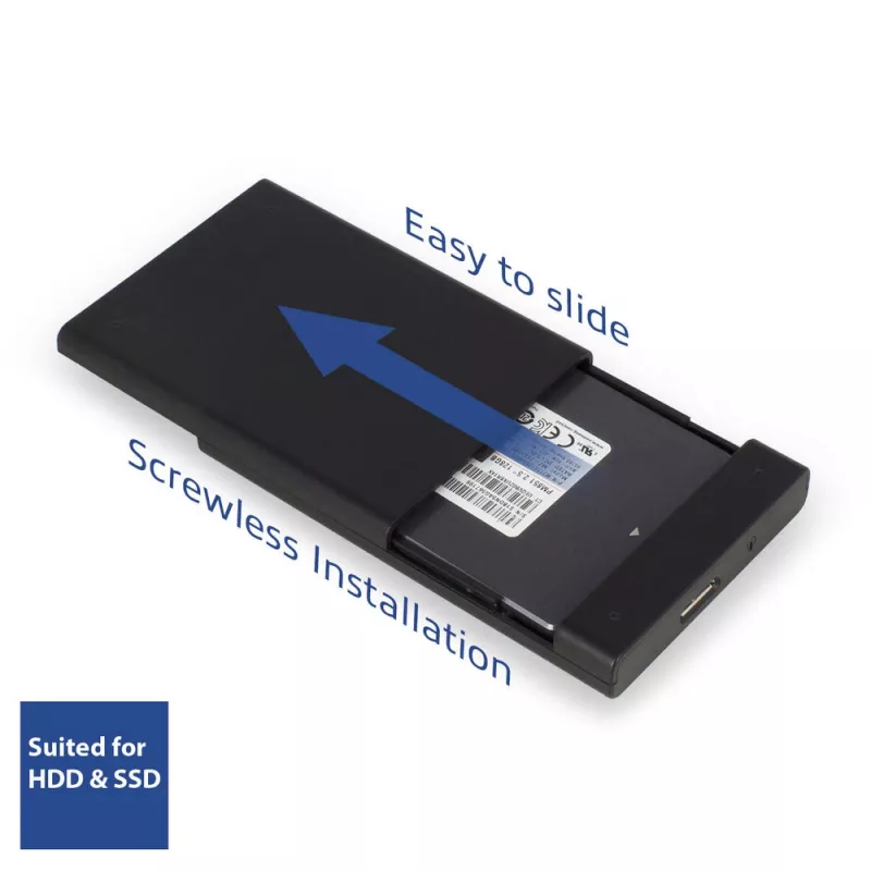Caixa HDD/SSD ACT 2,5 polegadas SATA sem parafusos USB 3.2 Gen1