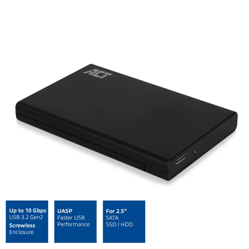Caixa HDD/SSD ACT AC1225 2,5 polegadas SATA USB-C 3.2 Gen2 preto