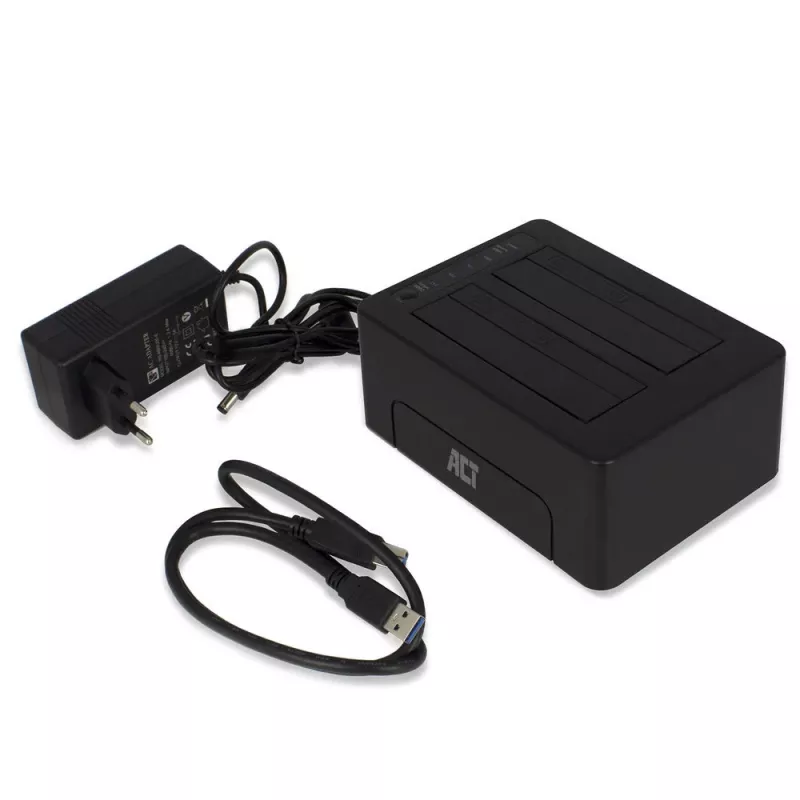 Docking station ACT 2,5 polegadas e 3,5 polegadas SATA dual-HDD/SSD, USB 3.2 Gen1