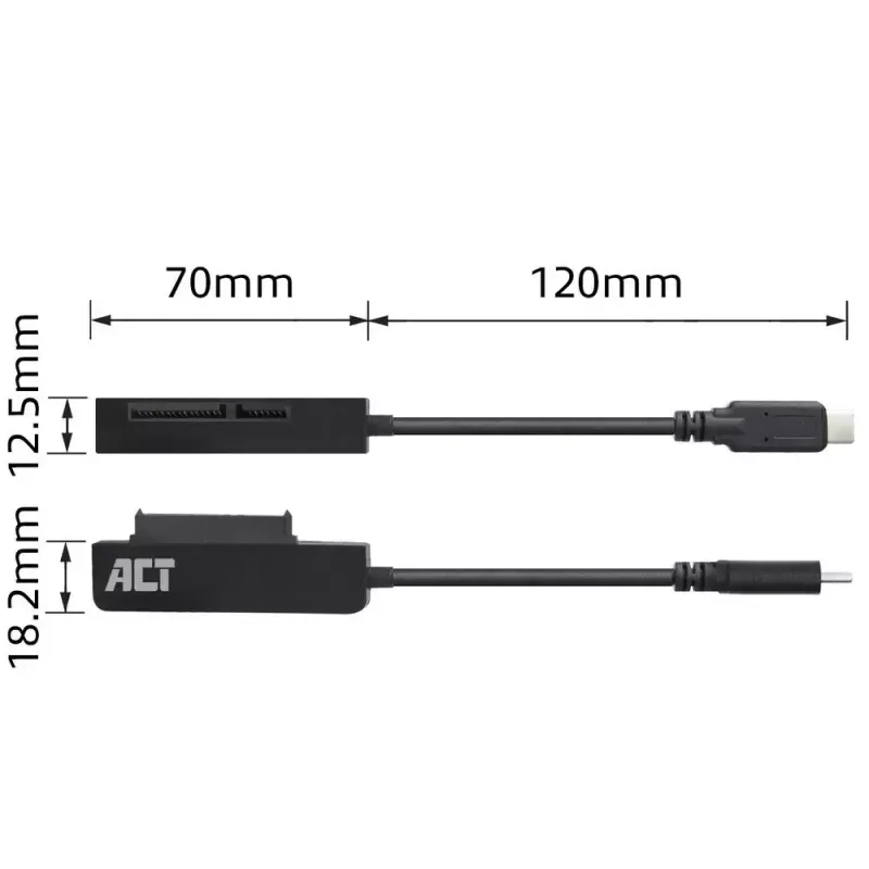 Cabo adaptador USB-C ACT para disco/SSD SATA 2,5 polegadas AC1525 0,15 m preto