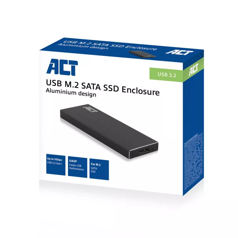 Caixa SSD ACT M.2 USB 3.2 Gen1 preto 5 Gbit/s