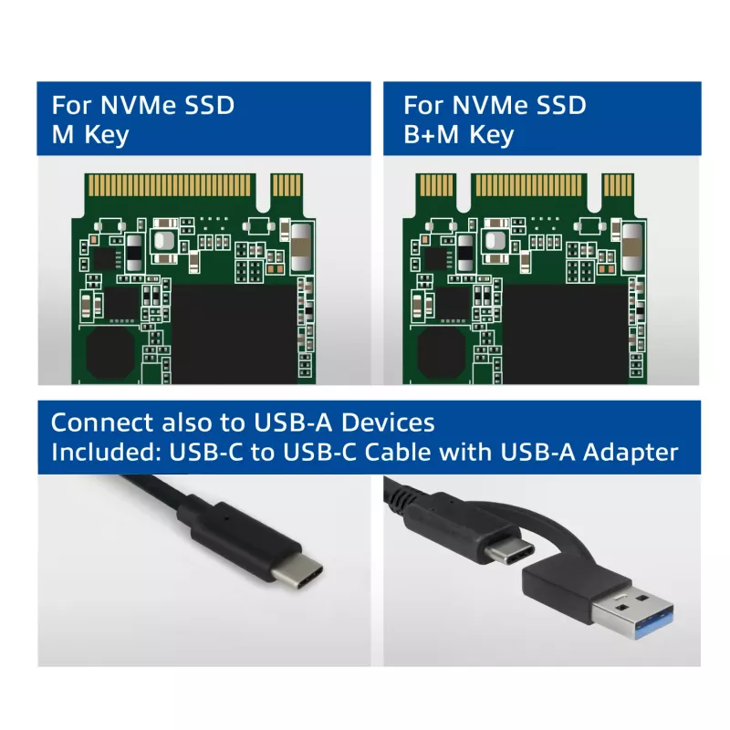 Caixa SSD ACT AC1615 USB-C M.2 NVMe PCIe 10 Gbit/s preto