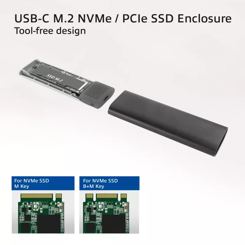 Caixa SSD ACT AC1615 USB-C M.2 NVMe PCIe 10 Gbit/s preto