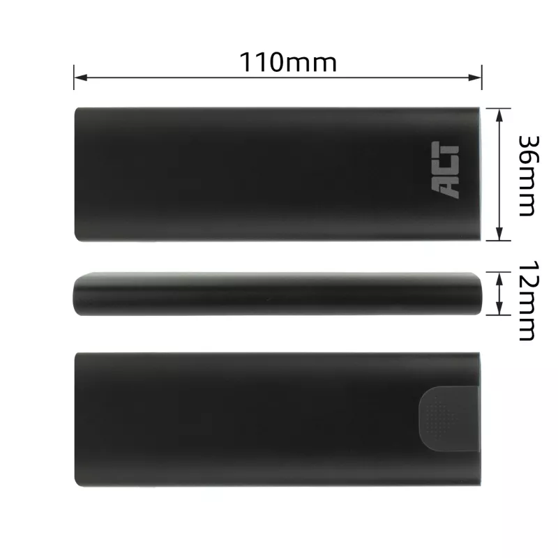 Caixa SSD ACT AC1615 USB-C M.2 NVMe PCIe 10 Gbit/s preto